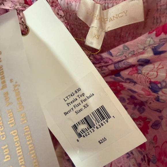 NWT LoveShackFancy Prezia Embroidered Peplum Blouse Tunic Top XS Berry Fizz - Picture 2 of 7